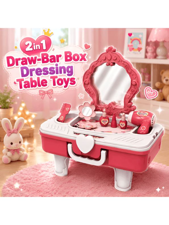 Little Princess Portable 2-in-1 Vanity Dressing Table & Pretend Makeup Beauty Salon Suitcase Set MD748