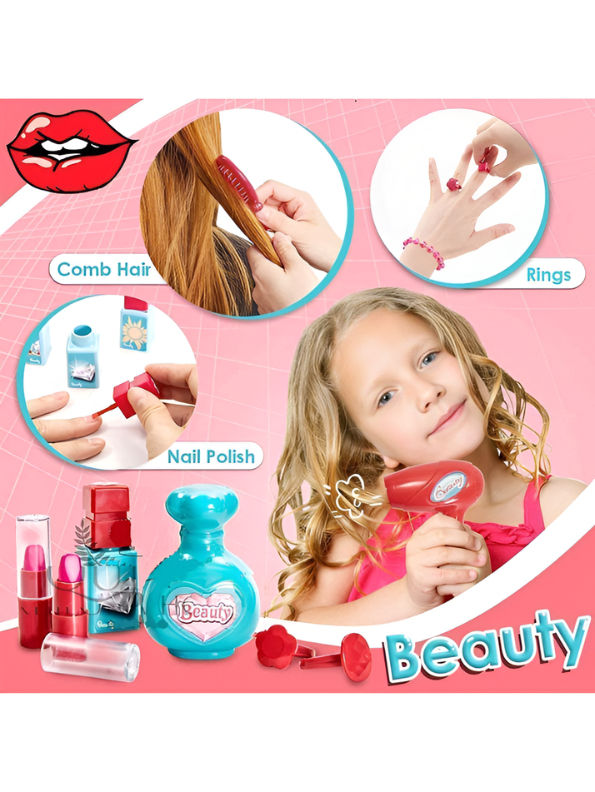Little Princess Portable 2-in-1 Vanity Dressing Table & Pretend Makeup Beauty Salon Suitcase Set MD748