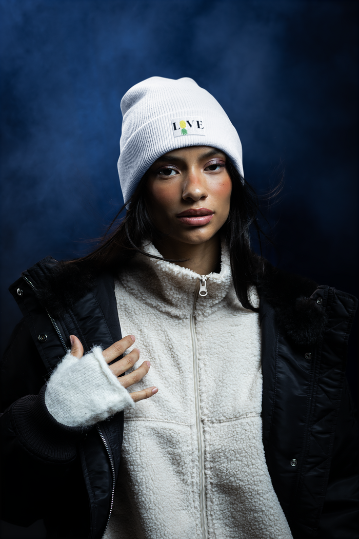 LOVE Pineapple Embroidered Knit Beanie