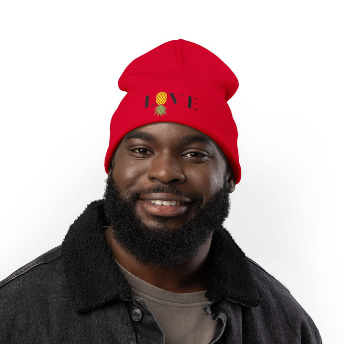 LOVE Pineapple Embroidered Knit Beanie