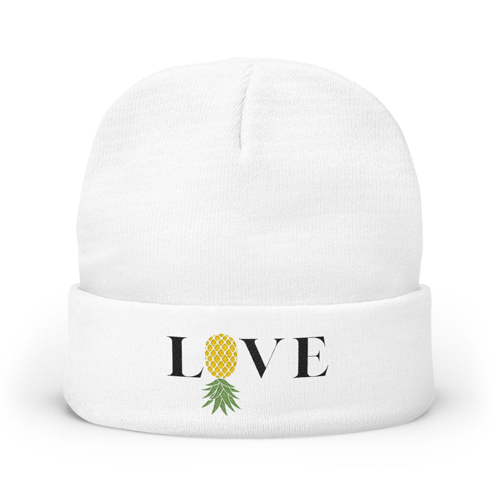 LOVE Pineapple Embroidered Knit Beanie