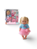 Lovely Pretend Play Baby Doll Set – Blonde Doll in Pink  Bottle, and Pacifier TV3648