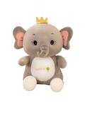 Lucky Grey Elephant Plush Toy for Kids - 10-Inch Cute Stuffed Animal Soft Toy with Golden Crown ST14141