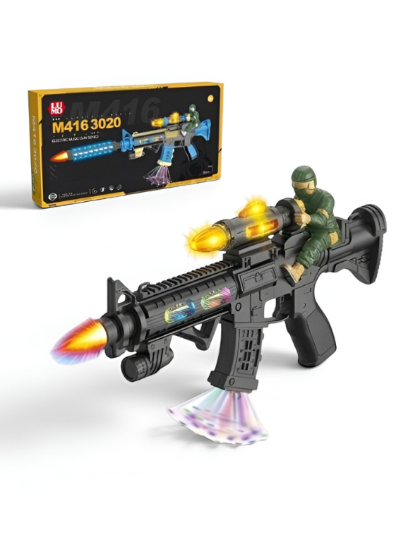 M416 Electric Military Toy Blaster with LED Lights, Sound, Vibration & Soldier Figure LMI14264.