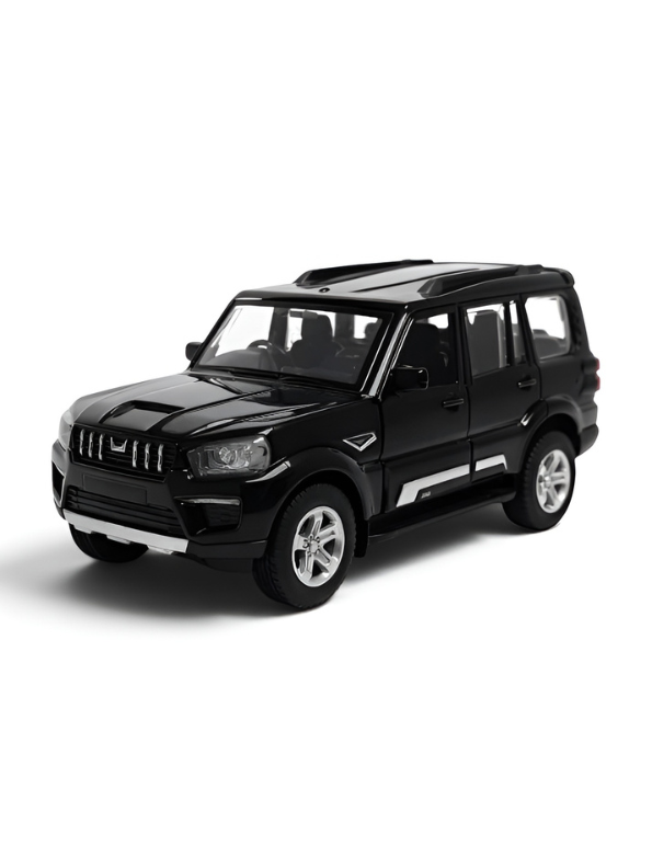 Mahindra Scorpio Die-Cast Model SUV Black– Pull-Back Toy Car with Openable Doors MD556