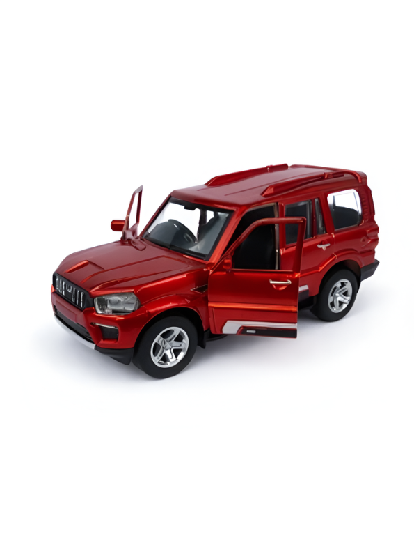 Mahindra Scorpio Die-Cast Model SUV Red– Pull-Back Toy Car with Openable Doors MD556
