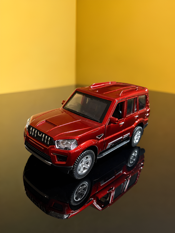 Mahindra Scorpio Die-Cast Model SUV Red– Pull-Back Toy Car with Openable Doors MD556