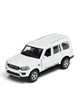 Mahindra Scorpio Die-Cast Model SUV White– Pull-Back Toy Car with Openable Doors MD556
