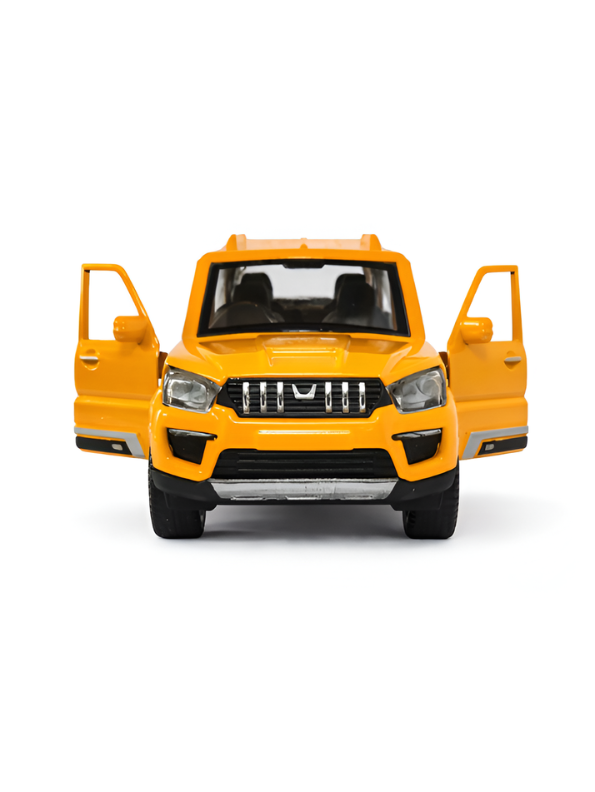 Mahindra Scorpio Die-Cast Model SUV Yellow– Pull-Back Toy Car with Openable Doors MD556