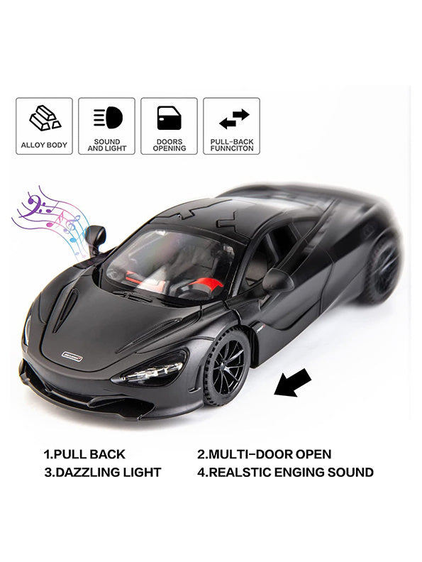McLaren 720s Metal Model Diecast Car - Black Scale 1:32 (T-M-15) - Toyloft