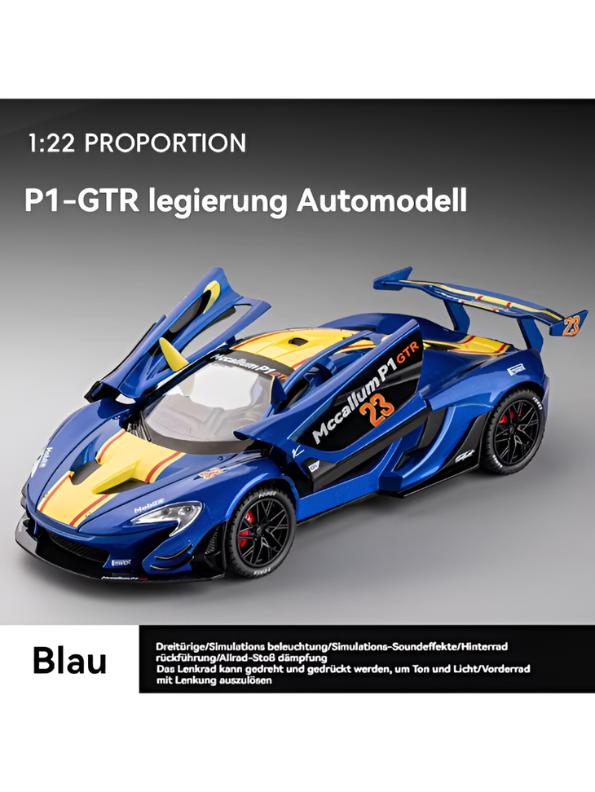 McLaren P1 GTR Diecast Car 1:22 Scale | Metal Alloy Model Racing Car MD584