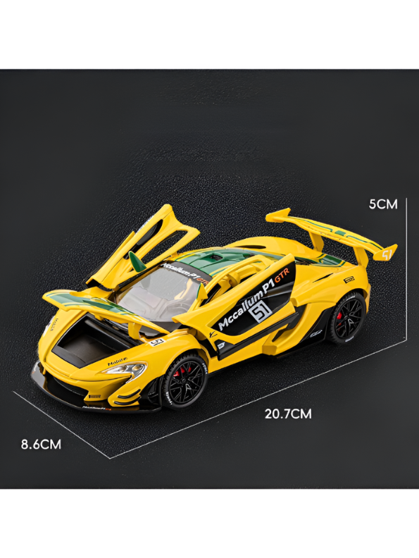 McLaren P1 GTR Diecast Car 1:22 Scale | Yellow Metal Alloy Model Racing Car MD584