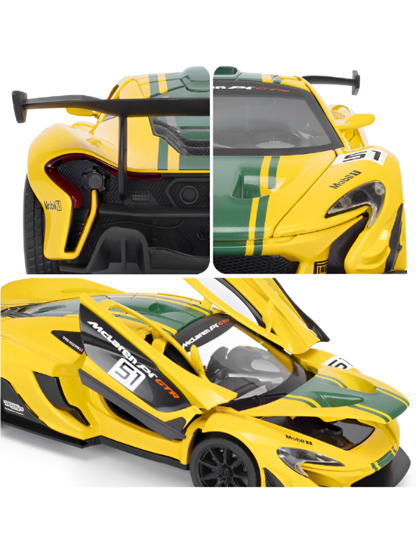 McLaren P1 GTR Diecast Car 1:22 Scale | Yellow Metal Alloy Model Racing Car MD584