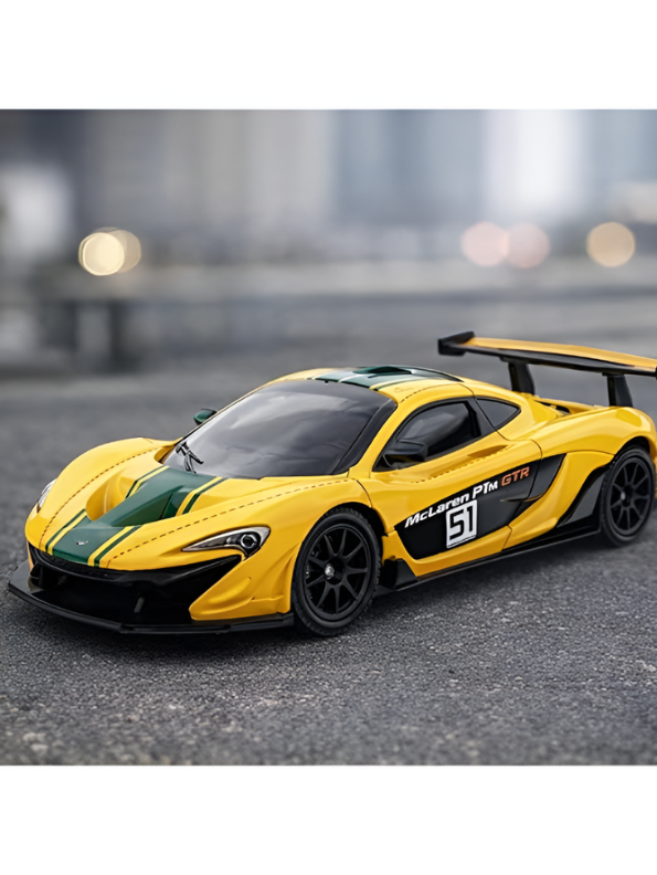 McLaren P1 GTR Diecast Car 1:22 Scale | Yellow Metal Alloy Model Racing Car MD584