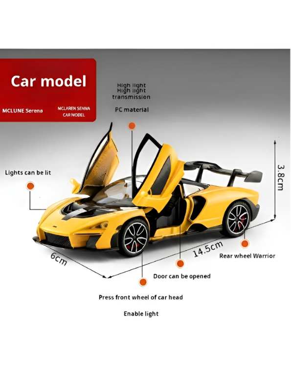McLaren Senna Diecast Model Car | 1:32 Scale Yellow Alloy Diecast Car with Acrylic Display Box MD564