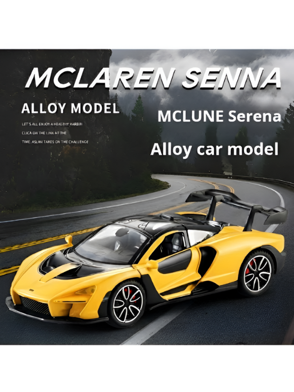McLaren Senna Diecast Model Car | 1:32 Scale Yellow Alloy Diecast Car with Acrylic Display Box MD564