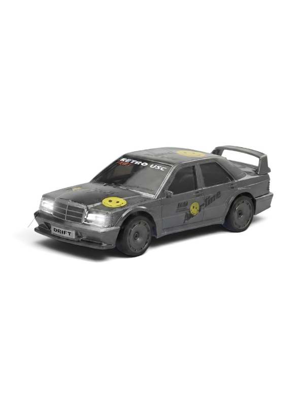 Mercedes-Benz 190E Evo Grey RC Drift Car with LED Lights & Remote Control MD574