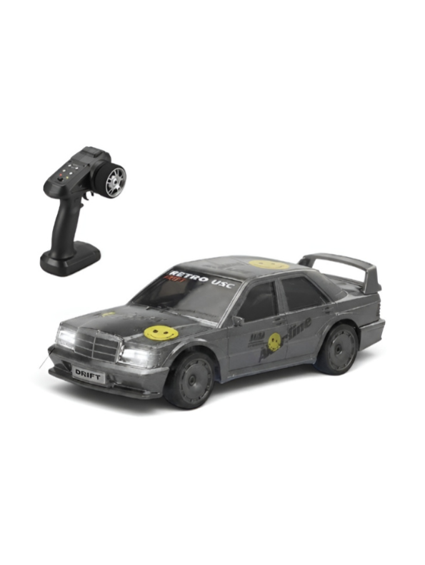 Mercedes-Benz 190E Evo Grey RC Drift Car with LED Lights & Remote Control MD574