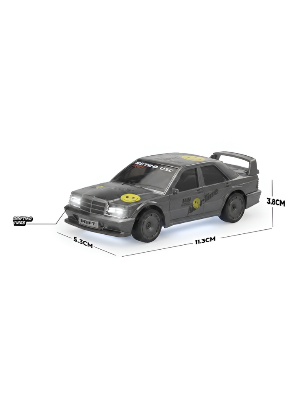 Mercedes-Benz 190E Evo Grey RC Drift Car with LED Lights & Remote Control MD574