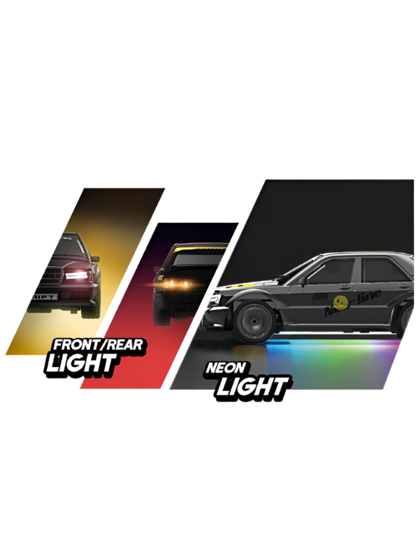 Mercedes-Benz 190E Evo Grey RC Drift Car with LED Lights & Remote Control MD574