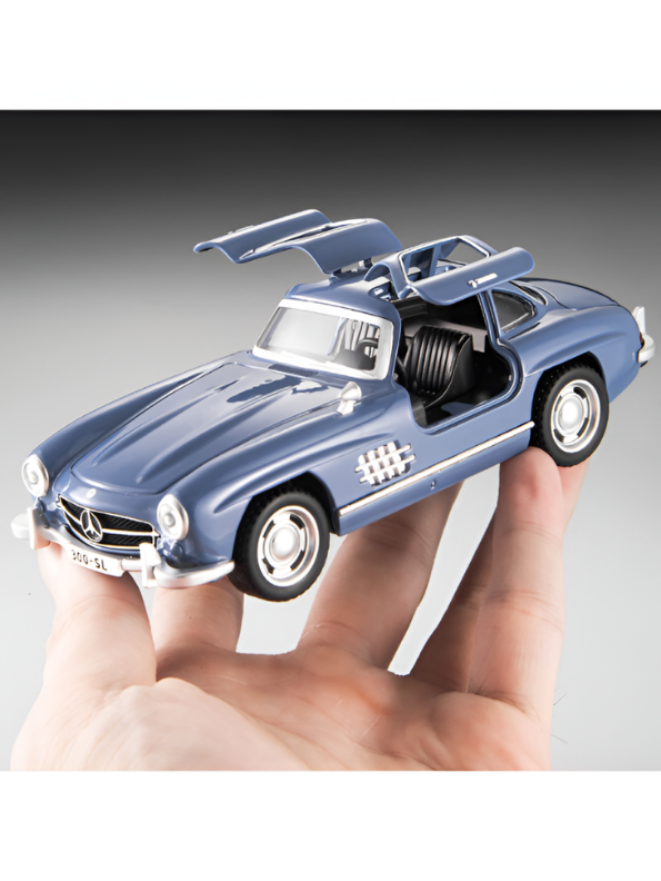 Mercedes-Benz 300SL Blue Diecast Alloy Model Car 1:32 Scale with Acrylic Display Box MD26