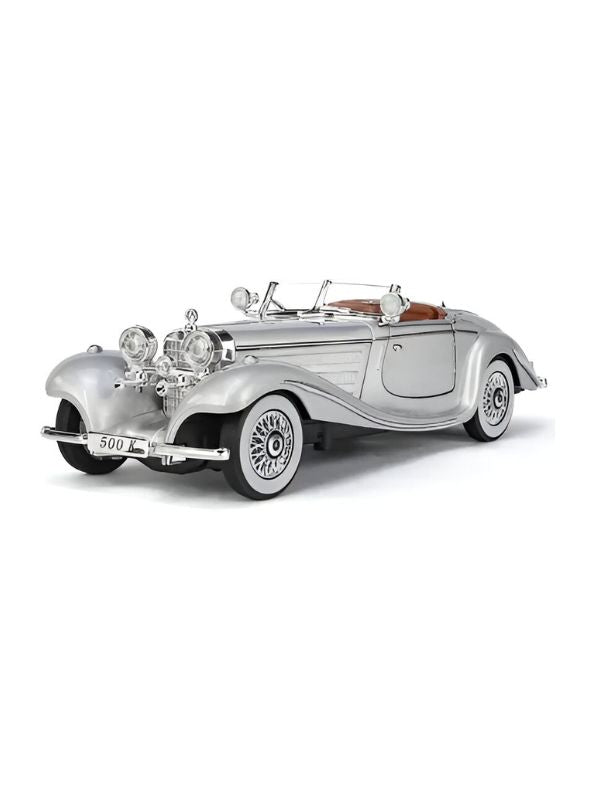 Mercedes Benz 500K Model 1:24 Scale Diecast Car - Grey Metal Collectible LMI15664