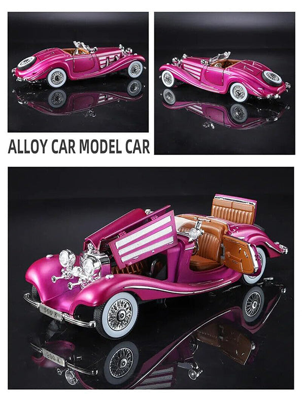 Mercedes Benz 500K Model 1:24 Scale Diecast Car - Purple Metal Collectible | NX-N-24 - Toyloft