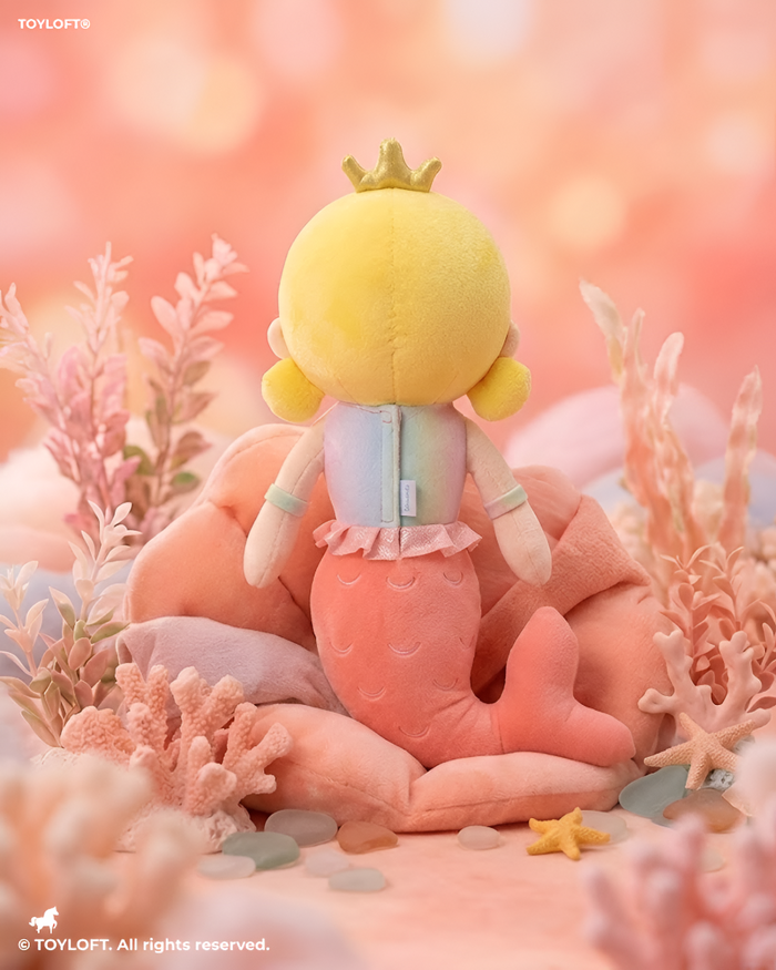 Mermaid Princess Doll Soft Stuffed Toy Blonde Hair Golden Crown Coral Tail ST9079