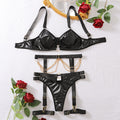 Metal Chain Sexy Underwear Set Spicy Girl Charming Adjustable Bra Four Piece Set