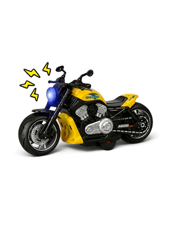 Metal Motorcycle Toy Bike with Realistic Lights & Sound Effects Yellow TV6732.
