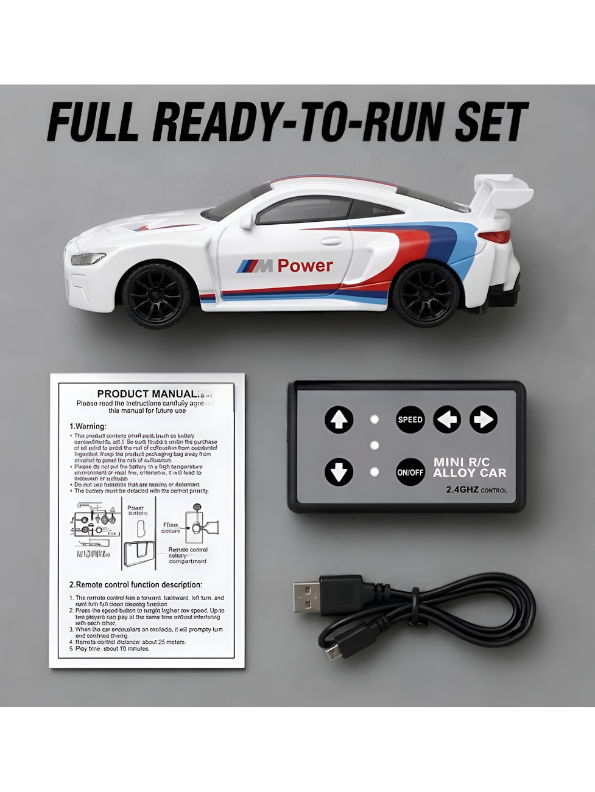 Mini BMW Remote Control Alloy Car 1:64 Scale– 2.4GHz Pocket-Sized Micro RC Racing Car MD591