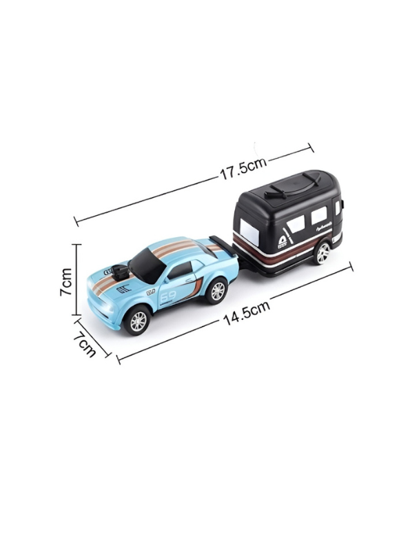 Mini Dodge Challenger RC Car with Caravan Trailer Scale 1:64 MD594.