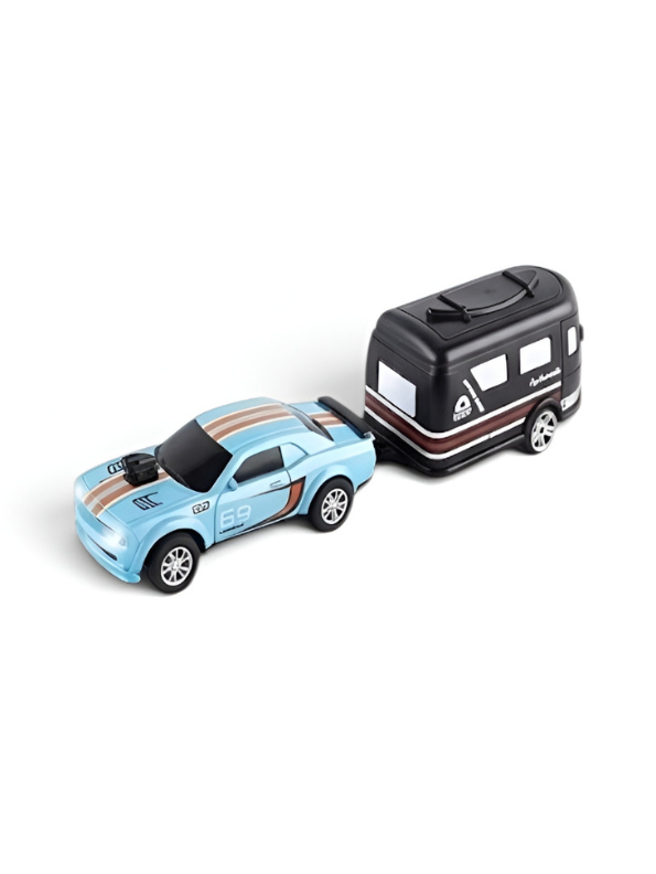 Mini Dodge Challenger RC Car with Caravan Trailer Scale 1:64 MD594.