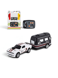 Mini Dodge Challenger RC Car with Caravan Trailer Scale 1:64 White MD594.