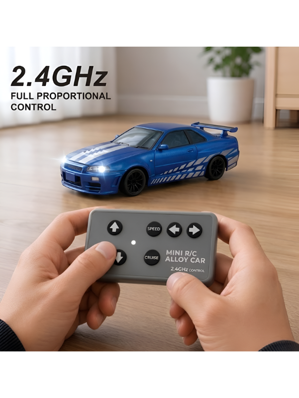 Mini Nissan Alloy RC Drift Car - 2.4GHz High-Speed Rechargeable Remote Control Street Racing Toy MD588issan
