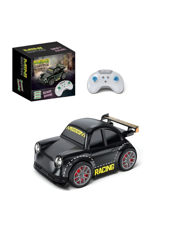 Mini RC Drift Racing Car with LED Headlights – Black 2.4GHz Remote Control Pocket Sports Car Toy with Drifting Action MD558