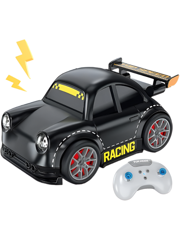 Mini RC Drift Racing Car with LED Headlights – Black 2.4GHz Remote Control Pocket Sports Car Toy with Drifting Action MD558