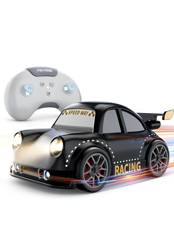 Mini RC Drift Racing Car with LED Headlights – Black 2.4GHz Remote Control Pocket Sports Car Toy with Drifting Action MD558