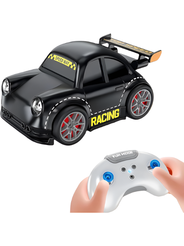 Mini RC Drift Racing Car with LED Headlights – Black 2.4GHz Remote Control Pocket Sports Car Toy with Drifting Action MD558