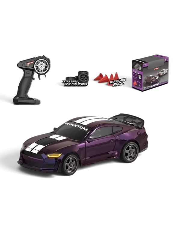 Mini RC Mustang Drift Car Set Scale 1:43 with Barricades MD603.