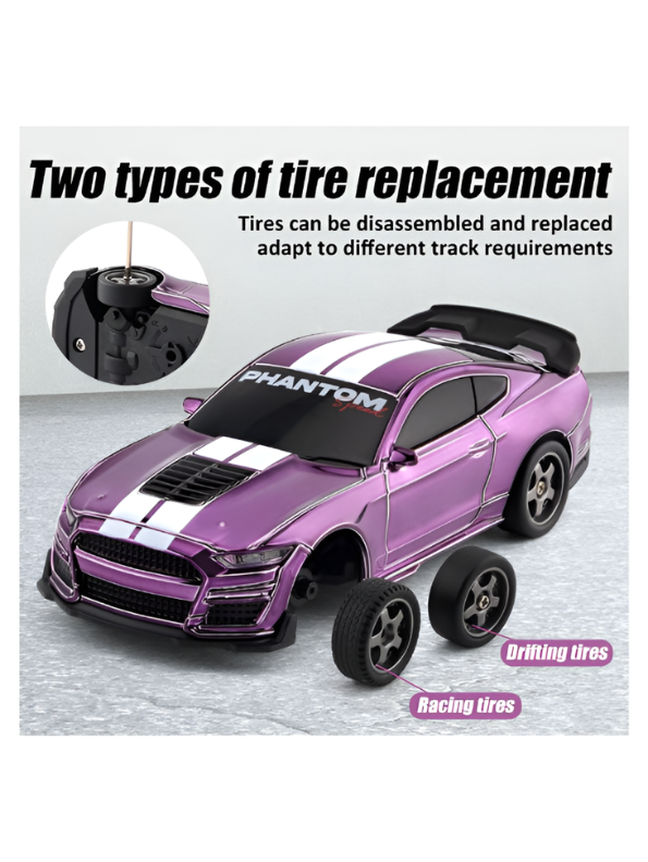Mini RC Mustang Drift Car Set Scale 1:43 with Barricades MD603.