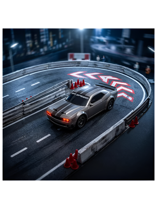 Mini RC Mustang Drift Car Set Scale 1:43 with Barricades MD603.