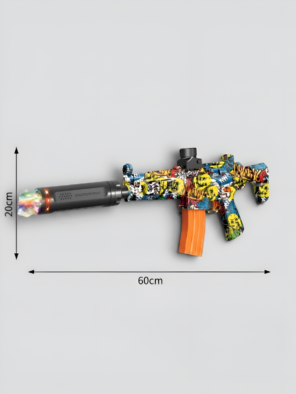 MP5 Automatic Electric Gel Blaster – Graffiti Edition with Light-Up Silencer & High-Capacity Mag MD328