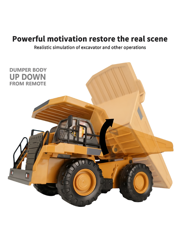 MudMonster X5 – Advanced 5-Channel Remote Control Dump Truck Toy for Kids with Realistic Features - MD1011.