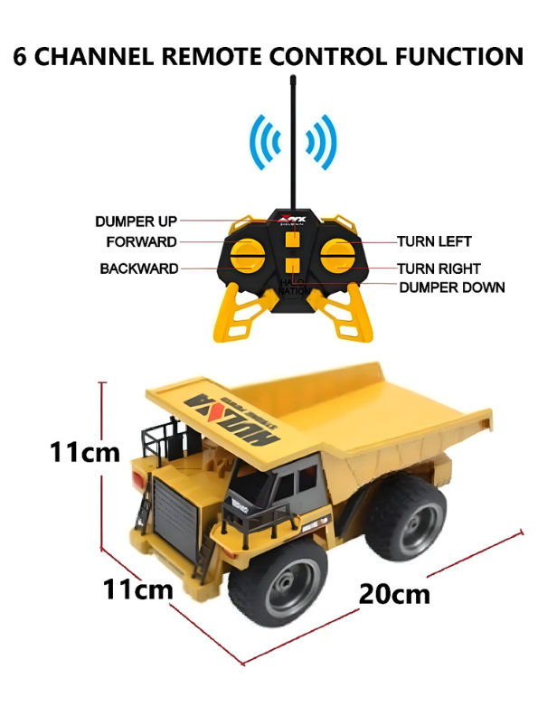 MudMonster X5 – Advanced 5-Channel Remote Control Dump Truck Toy for Kids with Realistic Features - MD1011.
