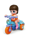 Musical Light-Up Stunt Motorcycle Toy for Kids | Bump and Go Tricycle Doll Rider LMI12550