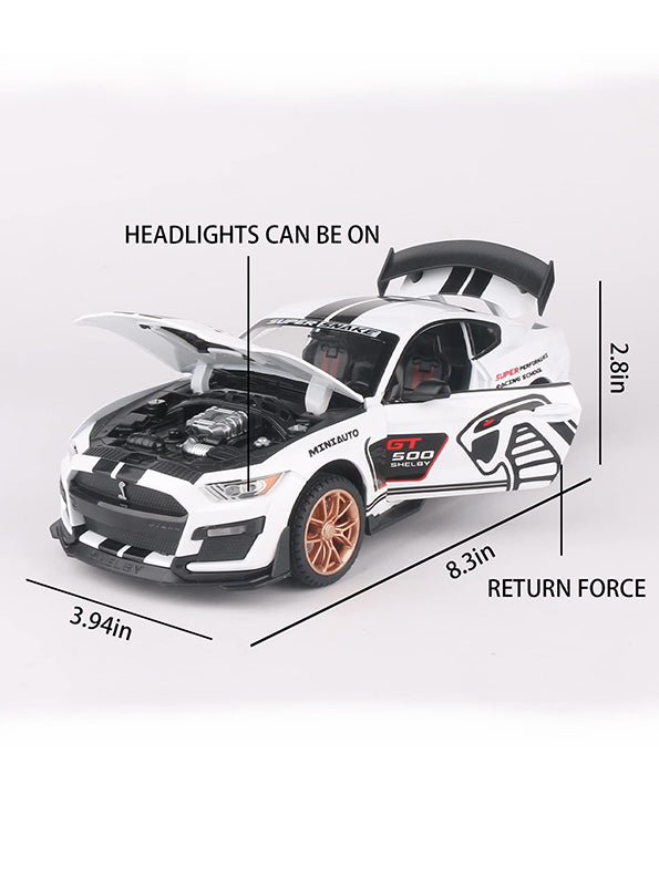 Mustang Shelby Cobra GT 500 Metal Model Diecast Car Scale 1:32 - White (S) - Toyloft