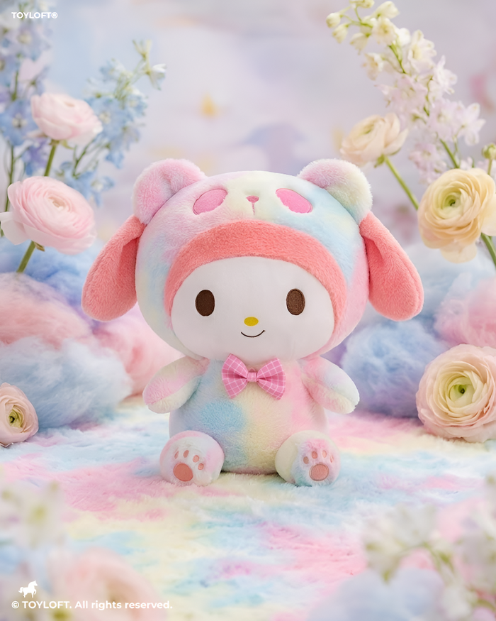 My Melody 10" Tie-Dye Bear Costume Plush – Sanrio Kawaii Soft Toy Collection ST11480.