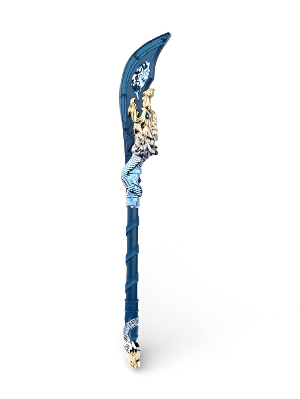 Mythical Azure Dragon Glaive – Blue & Gold Fantasy Polearm | Legendary Serpent Blade for Gaming, Cosplay & Collectors  NX15791