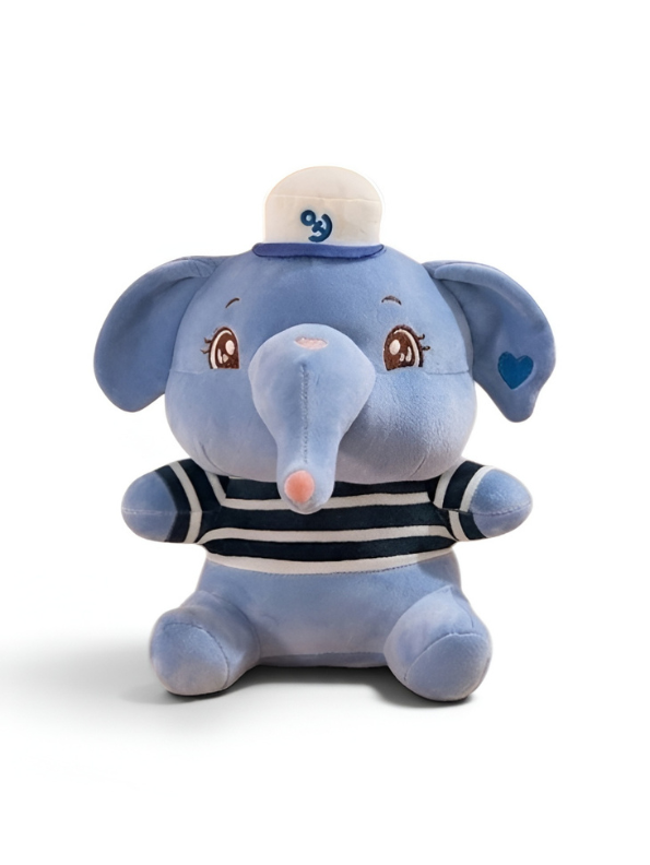 Nautical Elephant Plush Toy - 10-Inch Soft Blue Sailor Stuffed Animal with Striped Shirt and Captain's Hat ST14139